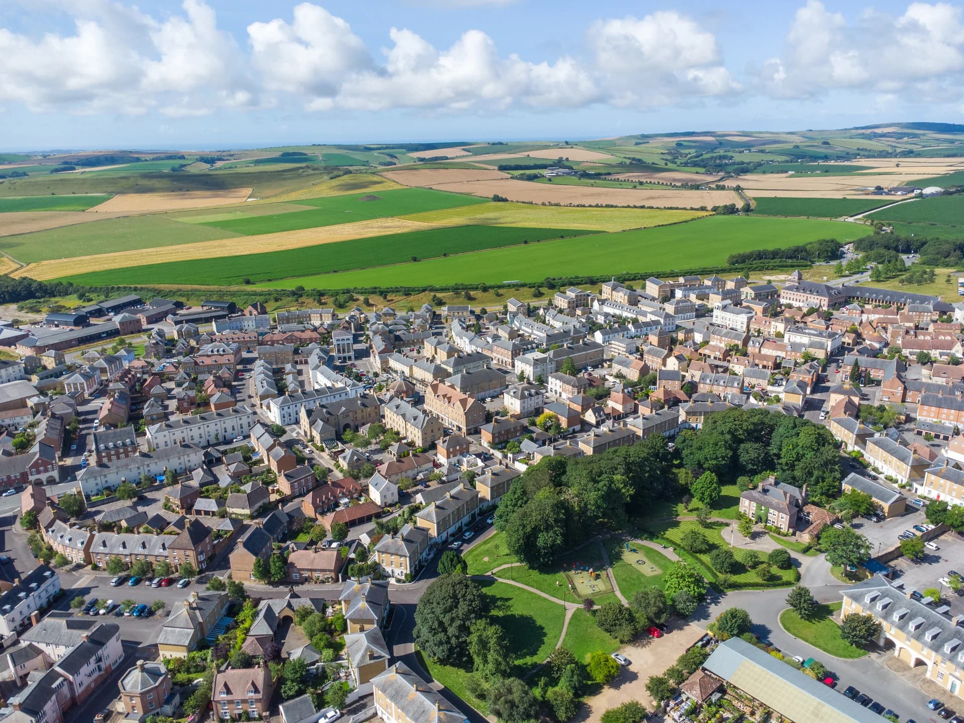 Aerial view of Poundbury, Dorchester